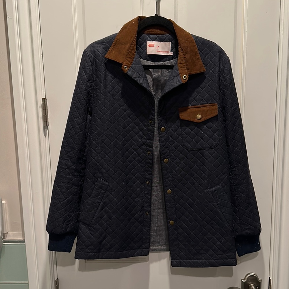 General Assembly Quilted Chore Coat - Navy / Brown - Mens Small